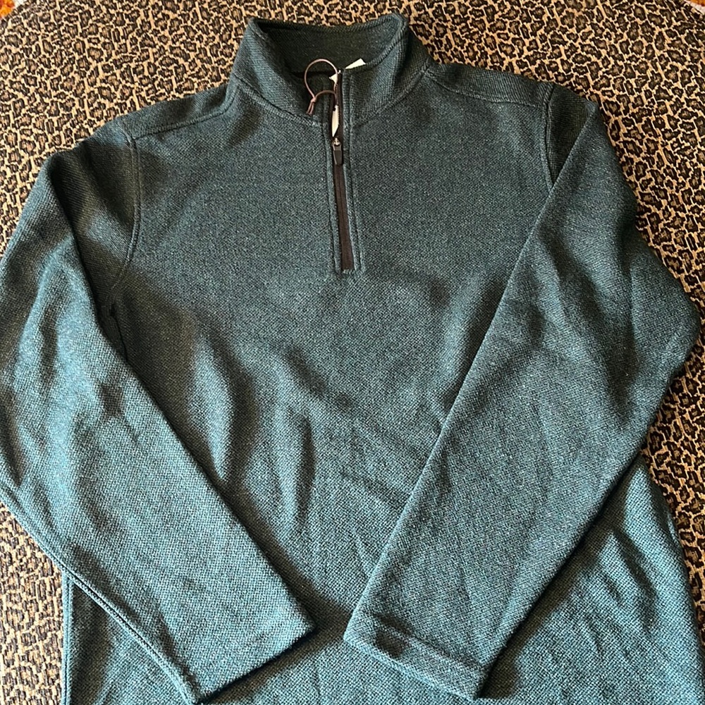 Fairlane & Sons Barry Textured 1/4 Zip Dark Green Large